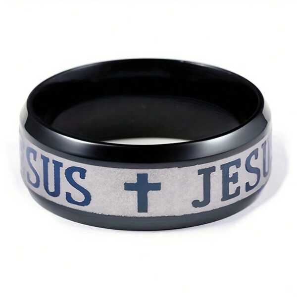 Vintage Stainless Steel Men's Ring With Cross And Jesus Pattern - Vintage Style, Perfect Men's Gift