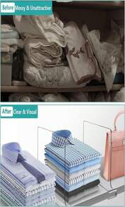 6 PCS Shelf Dividers For Closet Organization Acrylic Clear Closet Shelf Divider For Wooden Shelving Suitable For Wooden Or Vertical Shelves Or Bedroom, Kitchen And Office