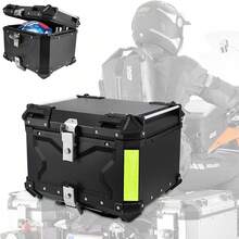 65L Motorrad Kofferraum wasserdicht & staubdicht, Aluminium-Legierung Motorrad Top Case mit Sicherheitsschloss und Liner, Universal, perfekt für Stocking Helme & großes Gepäck - Schwarz Flat - Übersicht 6