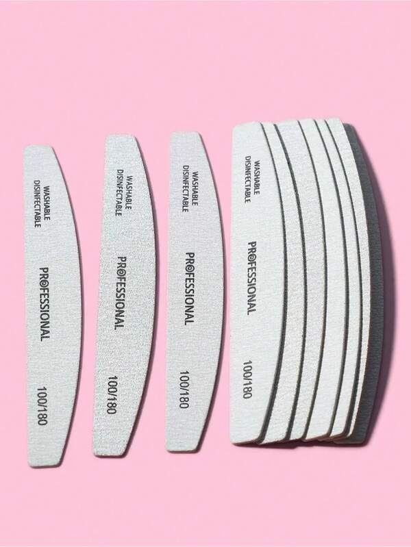 5/10/50 pièces, Lime à ongles en forme de demi-lune, outil de polissage des ongles, réparation des ongles en bois, bande de façonnage en forme de demi-lune, bande de ponçage fine, imperméable et résistant à l'usure, granulométrie réutilisable 100/180