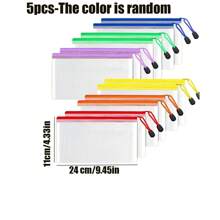 3pcs A3, A4, B4 Size Zipper Folder - Art, Data And Drawing Storage Bag With Grid Design (Random Color) Back To School,Back To School,School Supplies
