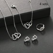 Fashion Necklace Set 4- Dazzling Silver Heart Women's Long Chain Set - Exquisite Accessories - Diverse Clothes And Accessories - Exquisite Gifts - Bạc - Xem 1