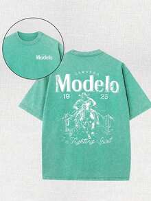 Men Shirts Modelo Men's Washing Cotton T-Shirt, Cotton, Casual Sports Style T Blood, Fashionable Street Style, Suitable For Travel And Sportswear, Men Clothes - 草綠色 - 查看 1