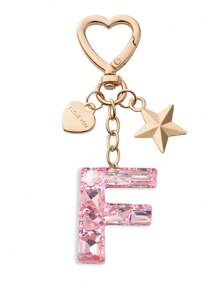 1pc Cute Bling Keychain Initial Letter Butterfly Star Pink Gift For Women Girls Bag Purse Handbags School Bag Car Key Cup Charms Accessories Car Accessories Goth Y2k