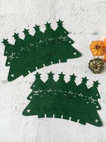 12 Stücke/6 Stücke Filz Mini Weihnachtsbäume, Weihnachtsbaum Muster Besteck Set, geeignet für Gabel- oder Löffeltaschen, Weihnachten dekorative Bestecktaschen für Zuhause und Restaurant