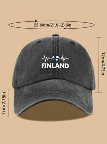 1 件可调节芬兰国旗和心电图印花棒球帽，轻便卡车司机帽，非常适合户外运动、徒步旅行和露营 | 爱国设计，户外头饰 | 复古风格帽子，节日和生日的理想礼物
