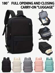 Mochila de viaje para hombres, ligera, adecuada para viajes cortos, ir y venir, equipaje de viaje, gran capacidad, puede contener portátil, libros, útiles escolares, ideal para estudiantes, mochila escolar, vuelta al cole, impermeable, con compartimento para portátil, cumple con los estándares de aerolíneas, con compartimento para zapatos, adecuada para niños y hombres, bolsa de viaje de gran capacidad esencial para vuelta al cole, escuela secundaria, universidad