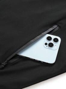 秋冬季保暖内衬户外休闲运动多口袋连帽夹克，男士款，轻便拉链保暖外套，适合徒步、钓鱼、跑步、休闲户外活动，是送给男友、丈夫、父亲的绝佳礼物，抓绒材质。 - 黑色 - 查看 9