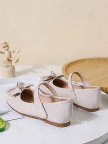 1 par de sapatos casuais baixos minimalistas com decoração de laço para meninas, primavera/verão - Bege - Ver 2