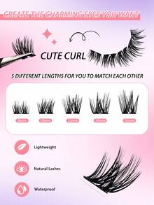 100 piezas Pestañas individuales en racimos con rizo C, pestañas postizas individuales segmentadas, extensiones de pestañas individuales en espiga, racimos de pestañas, pestañas individuales, pestañas, pestañas postizas - Negro - Ver 8
