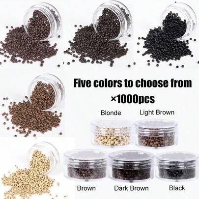 1000pcs Nano Copper Micro Rings For Hair Extensions - 2.5mm X 1.5mm X 2mm, Reinforced Beads For I-Tip Tools, Unisex, Black Micro Ring Tubes For Enhanced Styling And Durability, Hairstyle Reinforcement, Round Bead Design