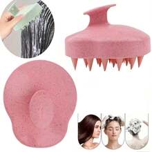 1 件头皮按摩器，促进头发生长，洗发刷，带柔软硅胶刷毛，用于去除头皮屑和头发护理，干发按摩器，用于头皮去角质，淡粉色，返校、旅行度假必备品，女士发饰 - 粉色 - 查看 1