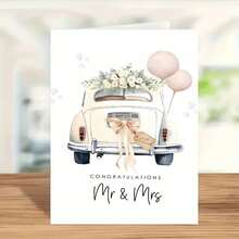 1 张优雅婚车感谢卡 - 感谢您让我看起来更美丽，并捕捉我们特别的时刻。适合摄影师和婚礼供应商。5*7 英寸，带厚信封。 - 駝色 - 查看 6