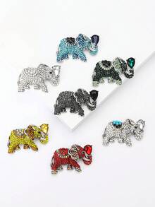 Vintage Rhinestones Elephant Brooch - Elegant Crystal Animal Pin For Friends Party/Banquet Gift Accessory Decoration & Good Luck Gifts - The Elephant (1777) - View 3
