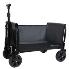 All-In-One Convertible Folding Camping Wagon Cart: Bench Seat, Storage Compartment & Included Dog Tether, Beige/Brown - 黑色 - 查看 4