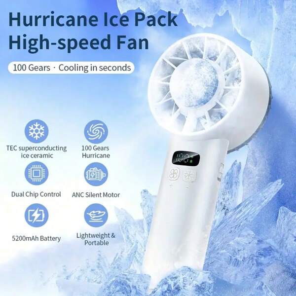 2025 New Cooling Handheld Fan Ice Compress Mute 100-Speed High-Speed Fan Portable USB Mini Fan Summer Cooling,Beach,Travel