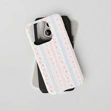 Pastel Floral  Case – Cottagecore Stripes With Dainty Flowers, Soft Pink & Blue Aesthetic, Spring Gift Idea, Tough Cover | #508 - Multicolor - View 3
