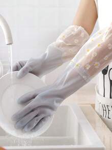 1 双随机颜色长款家用橡胶手套，女士洗碗手套，防滑清洁手套