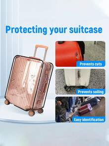 1pc Transparent Luggage Cover, Waterproof Dustproof Travel Luggage Protector, Thickened PVC Scratch-Resistant Luggage Cover Protector - Clear - View 7