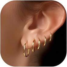 5 Pairs Elegant Minimalist Stainless Steel Hoop Earrings Set, Suitable For Women, Fashion Small Cartilage Helix Piercing Earrings, Suitable For Daily And Party Wear