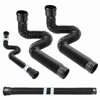 Black Stretchable Rain Gutter Downpipe Drain – 47-150cm Flexible Extender | Includes 2 Adapters & 2 Screws