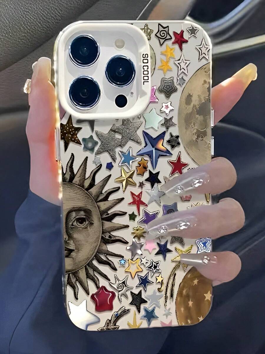 Star Sun Emoticon Phone Case Suitable For Compatible With Iphone17,16, 15, 14, 13, 12, 11, PRO MAX,16e As Well As X, XS, PLUS, Galaxy S22/23/24 Ultra/FE+ - 彩色 - 查看 1