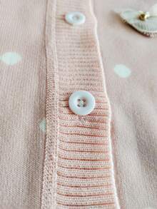 enmi bear 青少年女孩波尔卡圆点开衫毛衣,保暖内衬休闲长袖针织外套,秋冬 - 粉色 - 查看 10