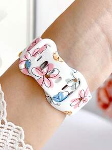 1条女士时尚花卉图案硅胶表带，兼容 38mm 40mm 41mm 42mm 45mm 49mm（S10 42mm）（S10 46mm），色彩缤纷的多巴胺花卉图案，舒适可更换防水运动表带，兼容Series 11 Ultra3 Ultra 2 SE3 S10 SE2 9 8 7 SE 6 5 4 3 2 1，运动时尚智能手表表带，女士表带，精致的女士时尚手表配件。 - B款 - 查看 4