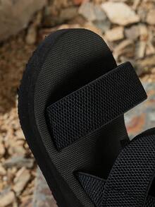 厚底拖鞋新款夏季时尚女式松紧带罗马凉鞋，度假风格黑色拖鞋，沙滩，夏威夷，学生鞋 - 黑色 - 查看 5