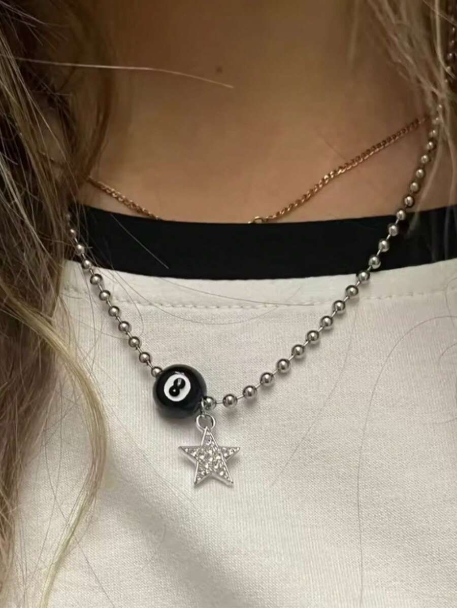 韩流朋克摇滚银色星星十字架吊坠项链男女情侣复古美学珠宝 Y2K EMO 配饰