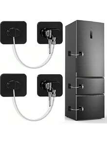 1pc/2pcs Safety Lock, High-Level Protective Equipment Lock, Multifunctional Cabinet Door Lock, Window Lock, Refrigerator Lock Buckle Suitable For Home Doors And Windows Child Protection Lock, Nail Free Wire Lock-Black/White