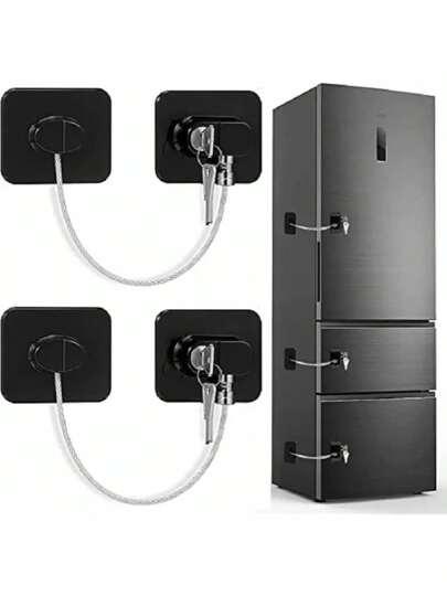 1pc/2pcs Safety Lock, High-Level Protective Equipment Lock, Multifunctional Cabinet Door Lock, Window Lock, Refrigerator Lock Buckle Suitable For Home Doors And Windows Child Protection Lock, Nail Free Wire Lock-Black/White