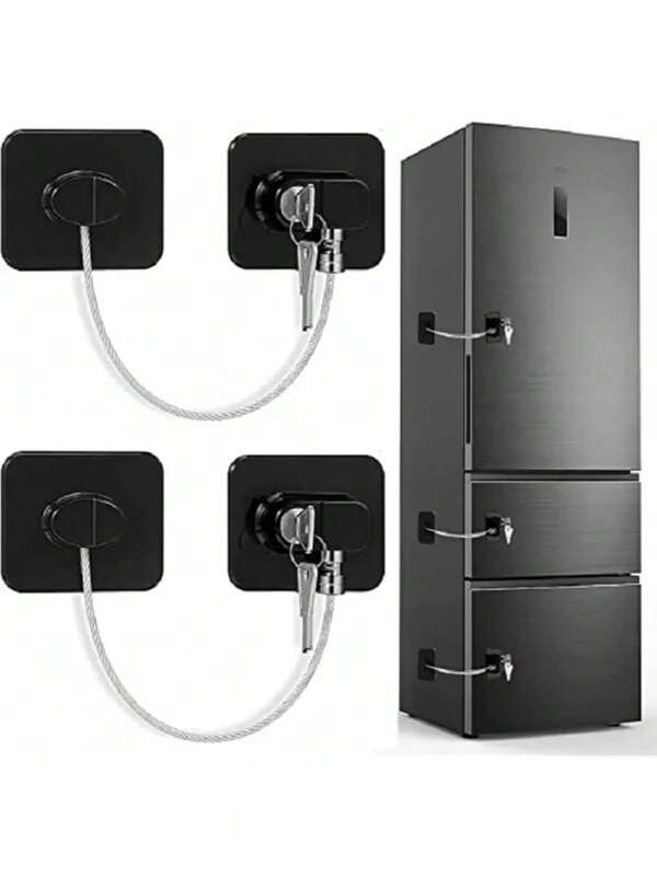 1pc/2pcs Safety Lock, High-Level Protective Equipment Lock, Multifunctional Cabinet Door Lock, Window Lock, Refrigerator Lock Buckle Suitable For Home Doors And Windows Child Protection Lock, Nail Free Wire Lock-Black/White