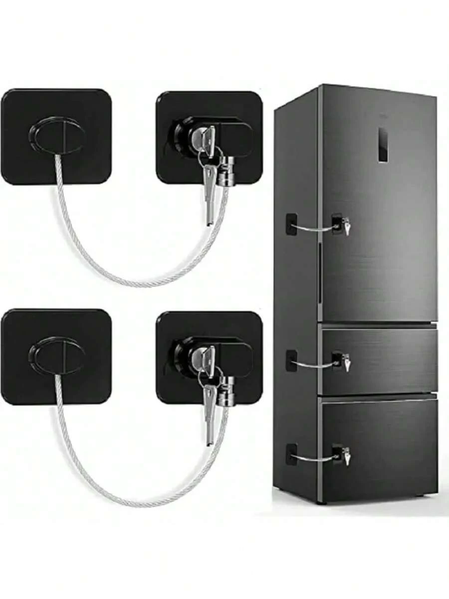 1pc/2pcs Safety Lock, High-Level Protective Equipment Lock, Multifunctional Cabinet Door Lock, Window Lock, Refrigerator Lock Buckle Suitable For Home Doors And Windows Child Protection Lock, Nail Free Wire Lock-Black/White