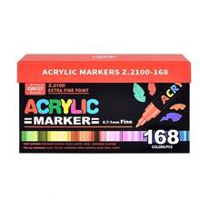 120/168 支，GUANGNA，2100 系列马克笔，DIY 手工绘画笔，适用于在陶瓷、金属、DIY 鞋子和服装、DIY 玻璃上绘画，专业艺术用途，用于学校用品，返校 - 彩色 - 查看 10