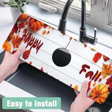 Faucet Splash Guard, Autumn/Halloween Style, Bathroom Faucet Splash Mat To Set Holiday Atmosphere, Anti-Moisture Anti-Slip Faucet Mat, Kitchen Countertop Accessory, Kitchen & Dining Table Accessory, Sink Drain Mat, Absorbent & Anti-Slip Multifunctional