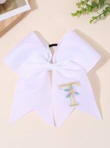 1pc 26Letters Back To School Customized Text Name Bow Hair Ring,Personalized Solid Color Embroidered 26 Letters Decoration Bow Hair Ring,Fashion Unique Hair Accessories For Girls Back To School Gifts, Daily Use - 彩色 - 查看 28