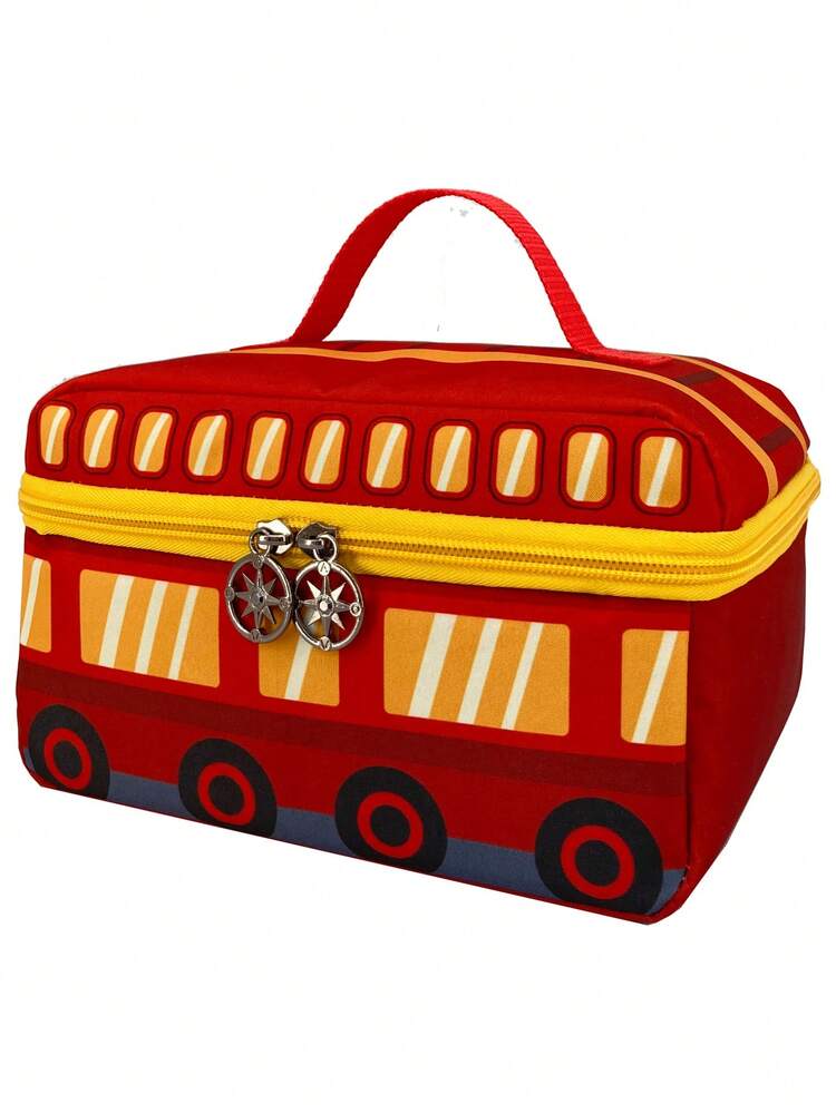 儿童可爱午餐袋，带有有趣的个性化汽车图案和火车形状，单手午餐盒袋吸引孩子的注意力，适合学龄前男孩，是节日、生日、返校的完美礼物，隔热可重复使用背包 - 均碼 - 查看 7
