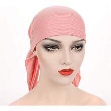 Womens Turban Chemo Hat Scarves Slip-Pre-Tied Headwear Bandana Sleep Hair Coverhalloween - 粉色 - 查看 2
