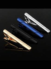 4件套缎面领带夹礼盒装，高端时尚商务婚礼伴郎正式领带夹，男士饰品 - 4pcs(附禮盒) - 查看 3