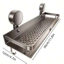 CASEGRACE 1 件防锈壁挂式淋浴架，带吸盘 - 重型抛光表面浮动搁板，带毛巾钩，节省空间的浴室收纳架，用于存放洗发水、肥皂和配件，浴室收纳和储物，浴室托盘，浴室托盘 - 彩色 - 查看 4