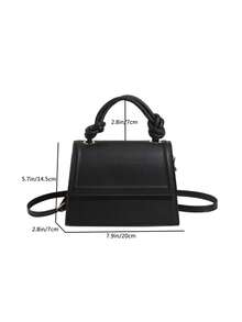 1 buc. Geantă pătrată mică, de înaltă calitate, din PU, cu design francez de nișă, pentru navetiști, culoare solidă, 2025, geantă crossbody versatilă nouă, - Negru - Vizualizare 4