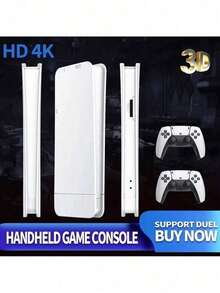 Video Game Stick 4K With 20000 Games 64gb 2 Wireless Controllers Portable Console Retro Video Game - White - View 4