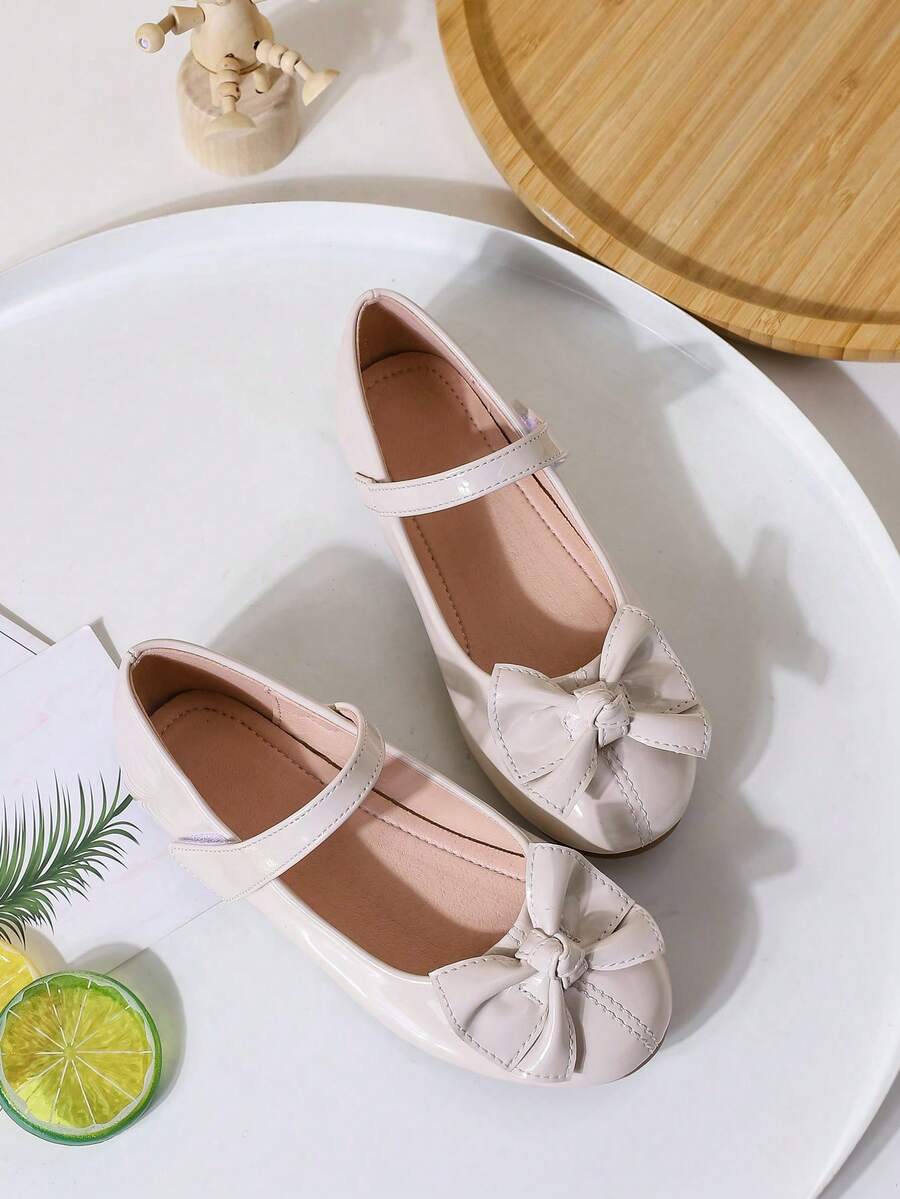 1 par de sapatos casuais baixos minimalistas com decoração de laço para meninas, primavera/verão - Bege - Ver 1