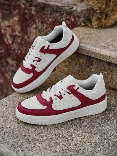 Comfortable Versatile Women's Shoes, Ladies' Black & White Lace-Up Sneakers, Outdoor Casual Shoes, City Commute Footwear, Christmas Gift