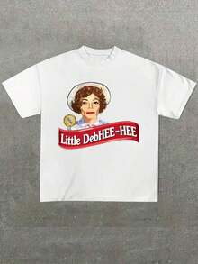 [Litte Debhee Hee Michael Debbie Parody Meme Jackson  ,Casual Print,Comfortable And Versatile,Letter Pattern Pure Cotton 220g Printed T-Shirt-- - White - View 1