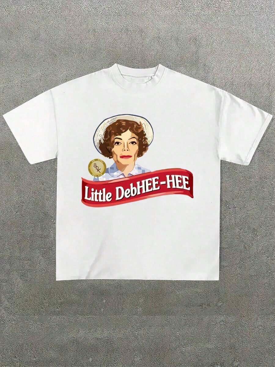 [Litte Debhee Hee Michael Debbie Parody Meme Jackson  ,Casual Print,Comfortable And Versatile,Letter Pattern Pure Cotton 220g Printed T-Shirt-- - White - View 1