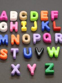 26 件时尚新款亚克力大孔英文字母珠子，适用于 DIY 手机挂绳、鞋饰、手工珠宝、节日礼物 - 亞克力大孔A---Z英文字母直孔串珠 - 查看 4