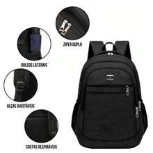 Backpack Bag Reinforced Notebook Resistant Work College Korean - 灰色 - 查看 4