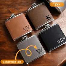 Personalized Leather Flask, Groomsman Gift, Best Men's Gift, Leather Flask, Customized Engraved Groomsman Flask, Wedding Flask, Engraved Dad Gift, Groom Gift, Boyfriend Gift, Husband Gift, Unique Groomsman Proposal Gift For Wedding & Bachelor Party, Father's Day Gift, Multi-Functional, Decorative, Reusable, Refined, Fashionable, High-Quality, Colorful, Modern, Customized, Personalized, Unique, Custom Flask, Creates Warm Atmosphere, Christmas Decor - Multicolor - View 13